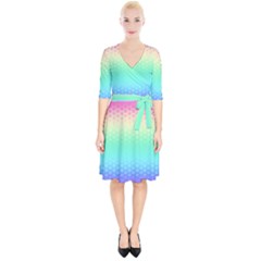 Rainbow Floral Ombre Print Wrap Up Cocktail Dress by SpinnyChairDesigns