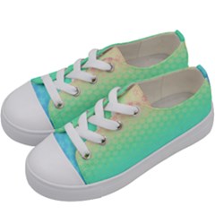 Rainbow Floral Ombre Print Kids  Low Top Canvas Sneakers by SpinnyChairDesigns