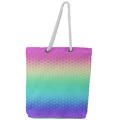 Rainbow Floral Ombre Print Full Print Rope Handle Tote (large) by SpinnyChairDesigns