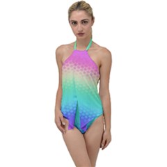 Rainbow Floral Ombre Print Go With The Flow One Piece Swimsuit by SpinnyChairDesigns