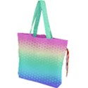 Rainbow Floral Ombre Print Drawstring Tote Bag View1