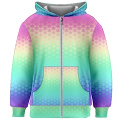 Rainbow Floral Ombre Print Kids  Zipper Hoodie Without Drawstring by SpinnyChairDesigns