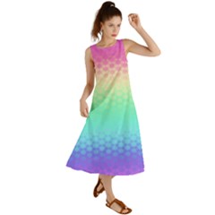 Rainbow Floral Ombre Print Summer Maxi Dress by SpinnyChairDesigns