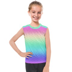 Rainbow Floral Ombre Print Kids  Mesh Tank Top by SpinnyChairDesigns