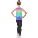 Rainbow Floral Ombre Print Kids  Sleeveless Polo Tee View2