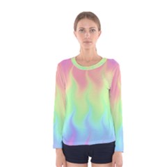 Pastel Rainbow Flame Ombre Women s Long Sleeve Tee