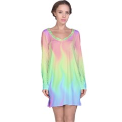 Pastel Rainbow Flame Ombre Long Sleeve Nightdress by SpinnyChairDesigns