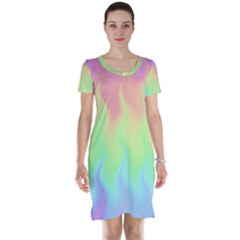 Pastel Rainbow Flame Ombre Short Sleeve Nightdress by SpinnyChairDesigns