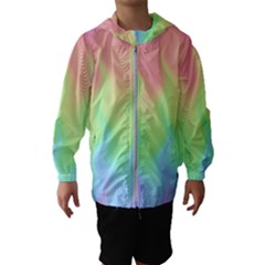 Pastel Rainbow Flame Ombre Kids  Hooded Windbreaker by SpinnyChairDesigns