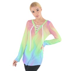 Pastel Rainbow Flame Ombre Tie Up Tee by SpinnyChairDesigns