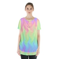 Pastel Rainbow Flame Ombre Skirt Hem Sports Top by SpinnyChairDesigns