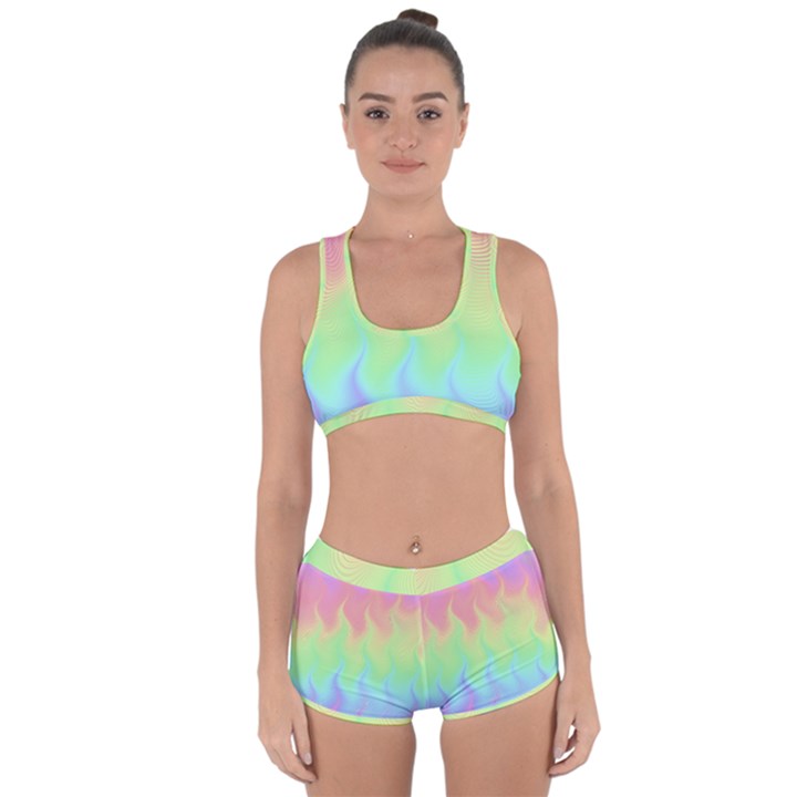 Pastel Rainbow Flame Ombre Racerback Boyleg Bikini Set