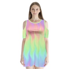 Pastel Rainbow Flame Ombre Shoulder Cutout Velvet One Piece