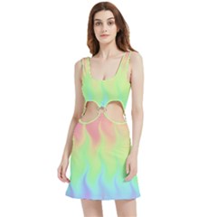 Pastel Rainbow Flame Ombre Velvet Cutout Dress by SpinnyChairDesigns