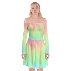 Pastel Rainbow Flame Ombre Off Shoulder Skater Dress by SpinnyChairDesigns