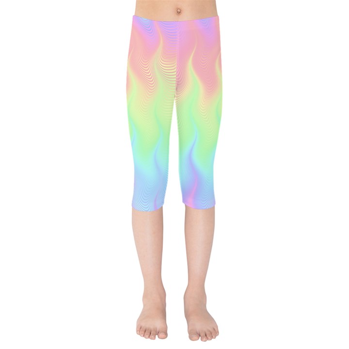 Pastel Rainbow Flame Ombre Kids  Capri Leggings 