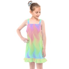 Pastel Rainbow Flame Ombre Kids  Overall Dress by SpinnyChairDesigns