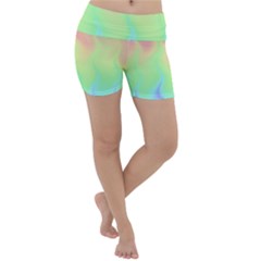 Pastel Rainbow Flame Ombre Lightweight Velour Yoga Shorts by SpinnyChairDesigns