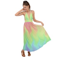 Pastel Rainbow Flame Ombre Backless Maxi Beach Dress by SpinnyChairDesigns