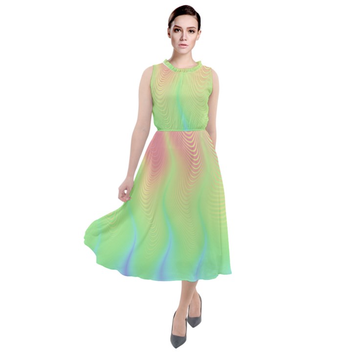 Pastel Rainbow Flame Ombre Round Neck Boho Dress