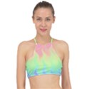 Pastel Rainbow Flame Ombre Racer Front Bikini Top View1