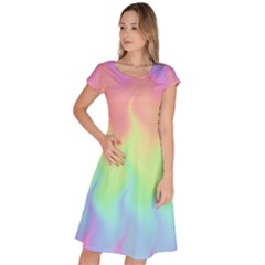 Pastel Rainbow Flame Ombre Classic Short Sleeve Dress by SpinnyChairDesigns