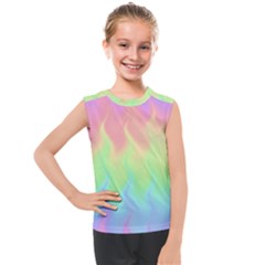 Pastel Rainbow Flame Ombre Kids  Mesh Tank Top by SpinnyChairDesigns