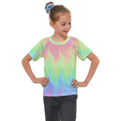 Pastel Rainbow Flame Ombre Kids  Mesh Piece Tee by SpinnyChairDesigns