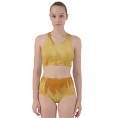 Gold Flame Ombre Racer Back Bikini Set by SpinnyChairDesigns