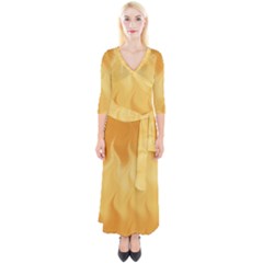 Gold Flame Ombre Quarter Sleeve Wrap Maxi Dress by SpinnyChairDesigns