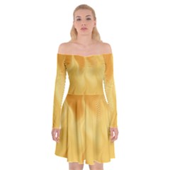 Gold Flame Ombre Off Shoulder Skater Dress by SpinnyChairDesigns