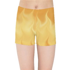 Gold Flame Ombre Kids  Sports Shorts by SpinnyChairDesigns