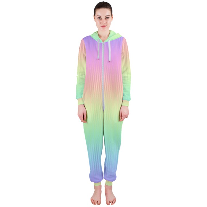 Pastel Rainbow Ombre Hooded Jumpsuit (Ladies) 