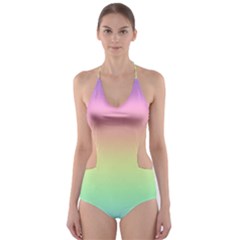 Pastel Rainbow Ombre Cut-out One Piece Swimsuit by SpinnyChairDesigns