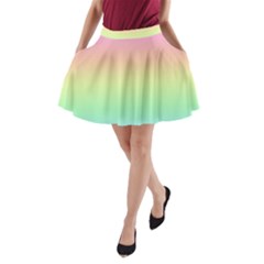 Pastel Rainbow Ombre A-line Pocket Skirt by SpinnyChairDesigns