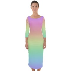 Pastel Rainbow Ombre Quarter Sleeve Midi Bodycon Dress by SpinnyChairDesigns