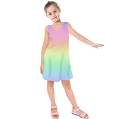 Pastel Rainbow Ombre Kids  Sleeveless Dress by SpinnyChairDesigns