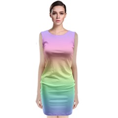 Pastel Rainbow Ombre Sleeveless Velvet Midi Dress