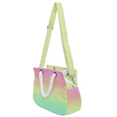 Pastel Rainbow Ombre Rope Handles Shoulder Strap Bag by SpinnyChairDesigns