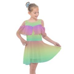 Pastel Rainbow Ombre Kids  Shoulder Cutout Chiffon Dress by SpinnyChairDesigns