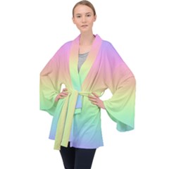 Pastel Rainbow Ombre Long Sleeve Velvet Kimono  by SpinnyChairDesigns