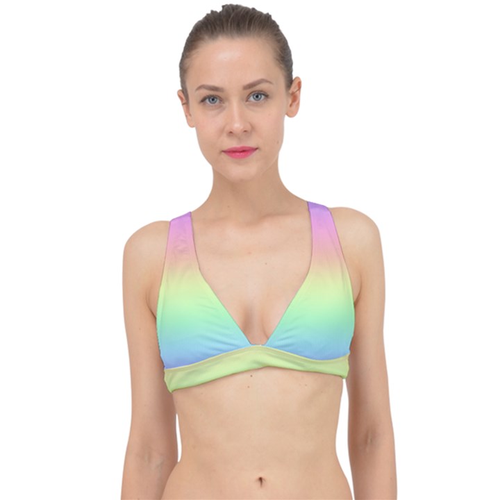 Pastel Rainbow Ombre Classic Banded Bikini Top