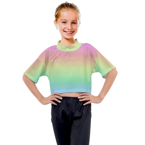 Pastel Rainbow Ombre Kids Mock Neck Tee by SpinnyChairDesigns