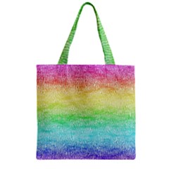 Rainbow Ombre Texture Zipper Grocery Tote Bag by SpinnyChairDesigns