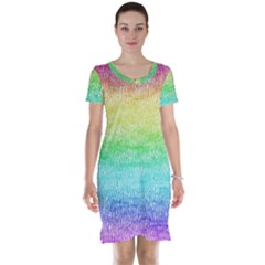 Rainbow Ombre Texture Short Sleeve Nightdress by SpinnyChairDesigns