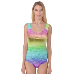 Rainbow Ombre Texture Princess Tank Leotard  by SpinnyChairDesigns