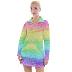 Rainbow Ombre Texture Women s Long Sleeve Casual Dress by SpinnyChairDesigns