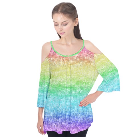 Rainbow Ombre Texture Flutter Tees by SpinnyChairDesigns