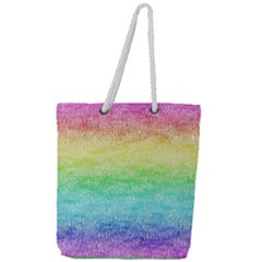 Rainbow Ombre Texture Full Print Rope Handle Tote (large) by SpinnyChairDesigns