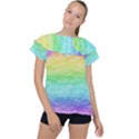 Rainbow Ombre Texture Ruffle Collar Chiffon Blouse View1